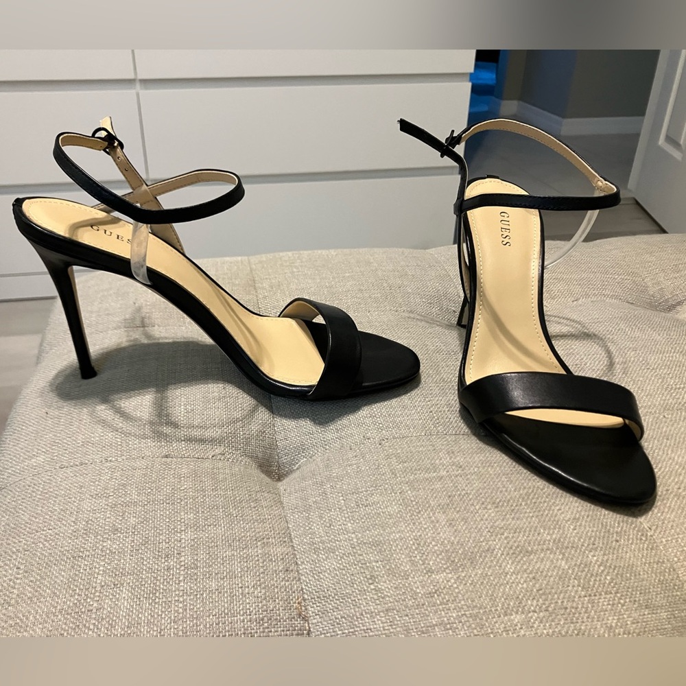Black leather Guess stilettos, size 8.5 brand new